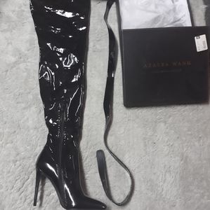Thigh high patent boots
